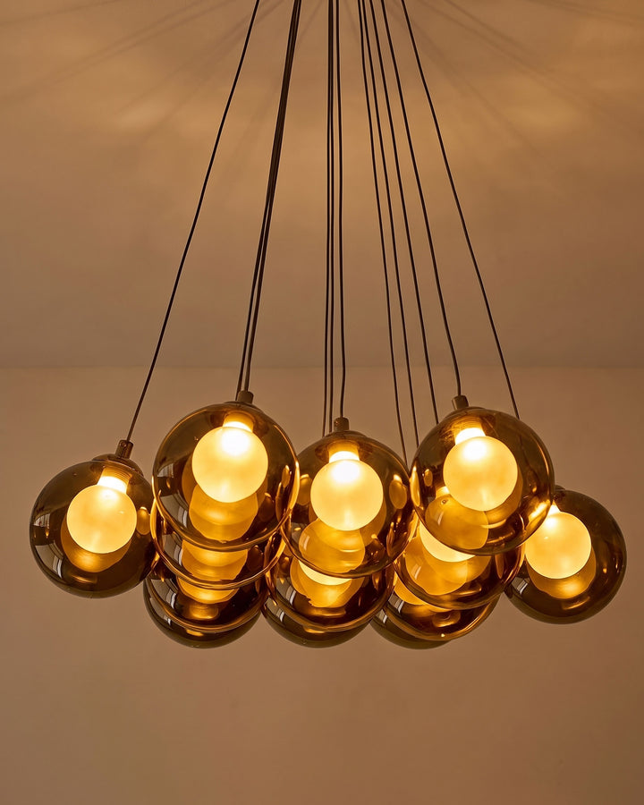 Riley olive green glass cluster drop pendant light