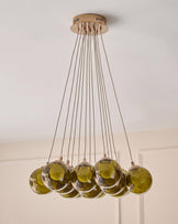 Riley olive green glass cluster drop pendant light