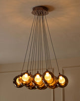 Riley olive green glass cluster drop pendant light