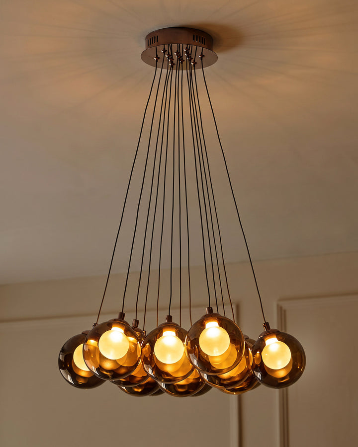 Riley olive green glass cluster drop pendant light