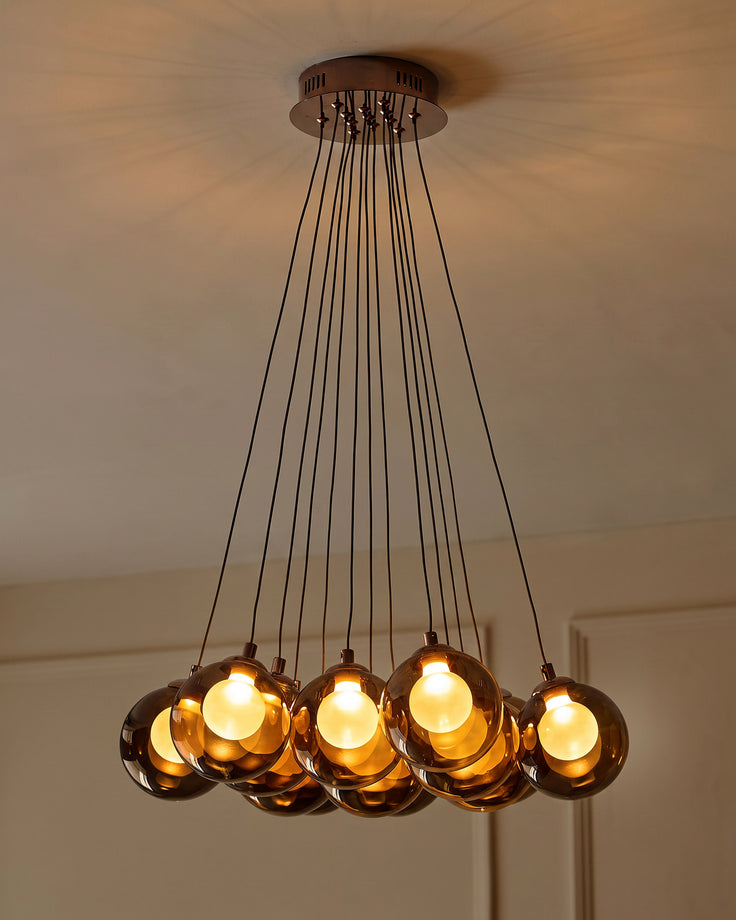 Riley olive green glass cluster drop pendant light