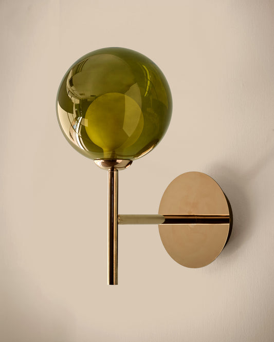 Riley olive green glass wall light