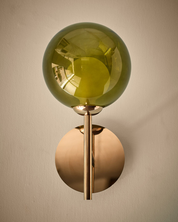 Riley olive green glass wall light