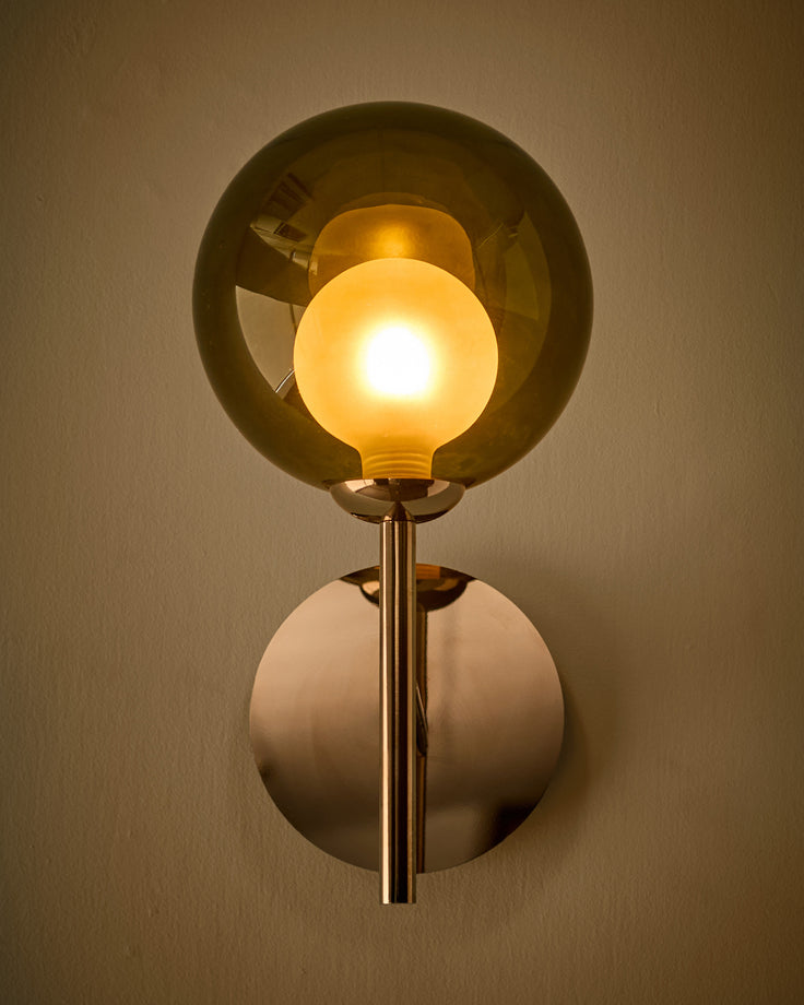 Riley olive green glass wall light