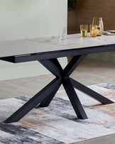 Riley White Marbled Ceramic Extending 8 to 10 Seater Dining Table