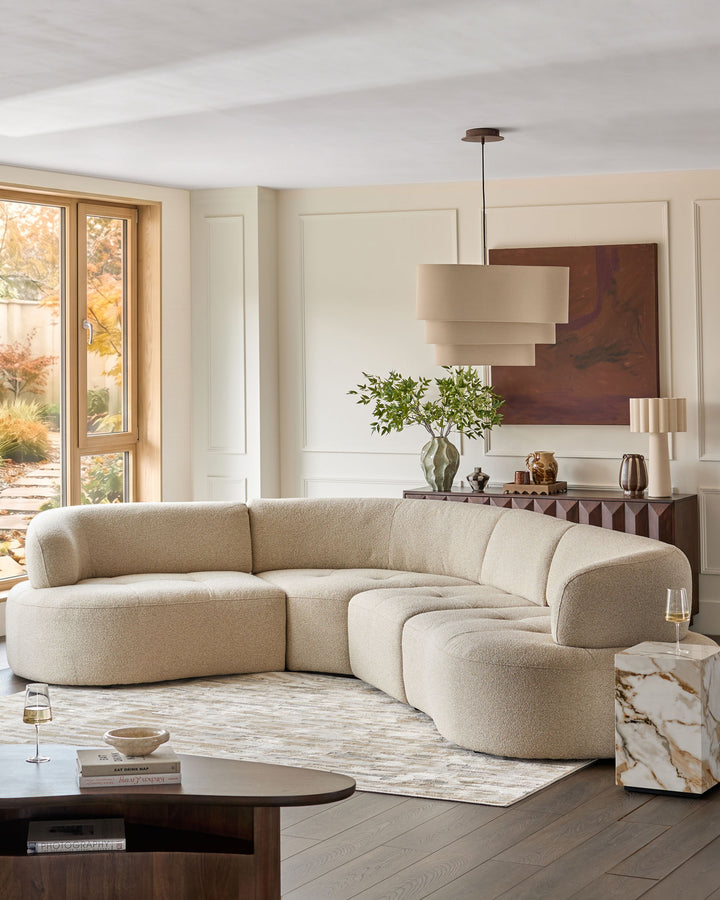 Rinna natural fabric large corner sofa