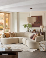 Rinna natural fabric large corner sofa