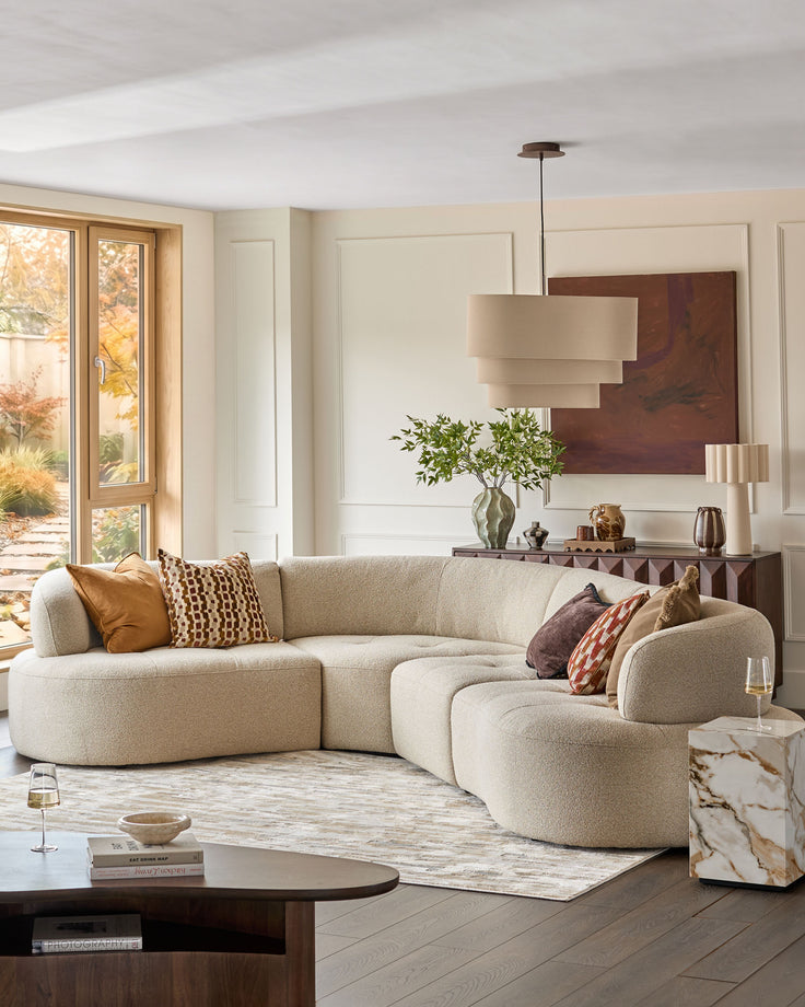 Rinna natural fabric large corner sofa