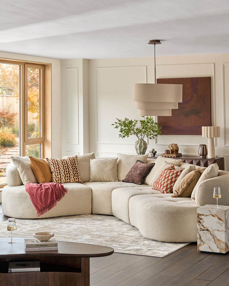 Rinna natural fabric large corner sofa