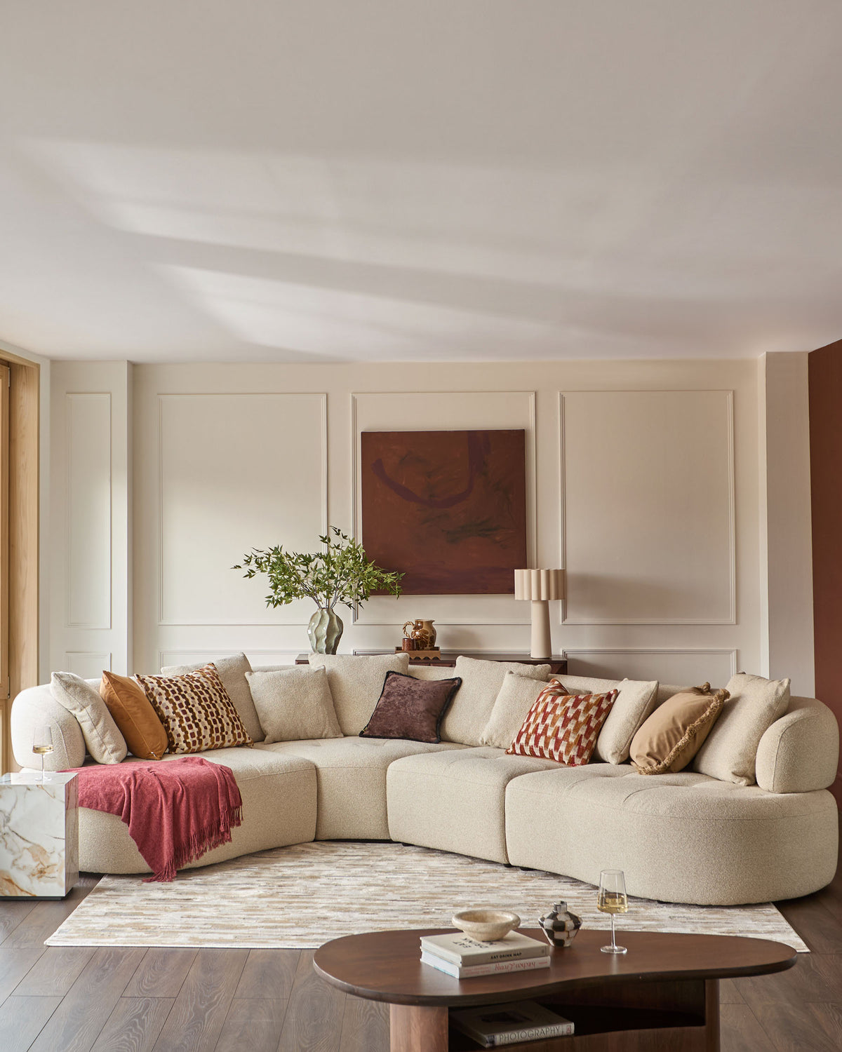 Rinna natural fabric large corner sofa