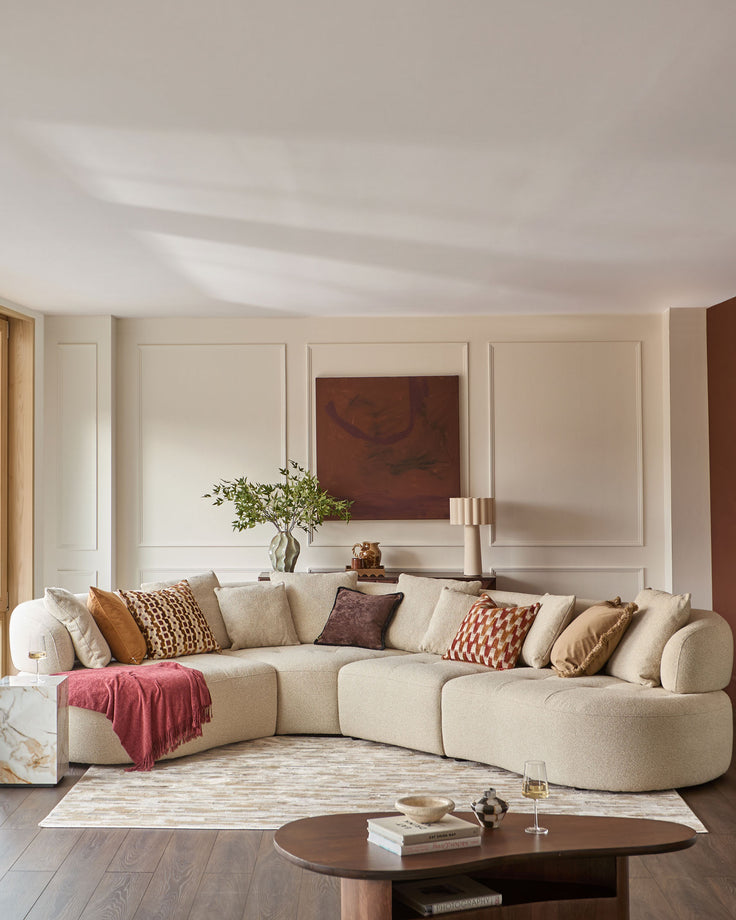 Rinna natural fabric large corner sofa