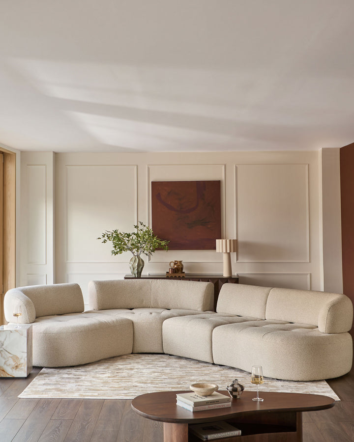 Rinna natural fabric large corner sofa