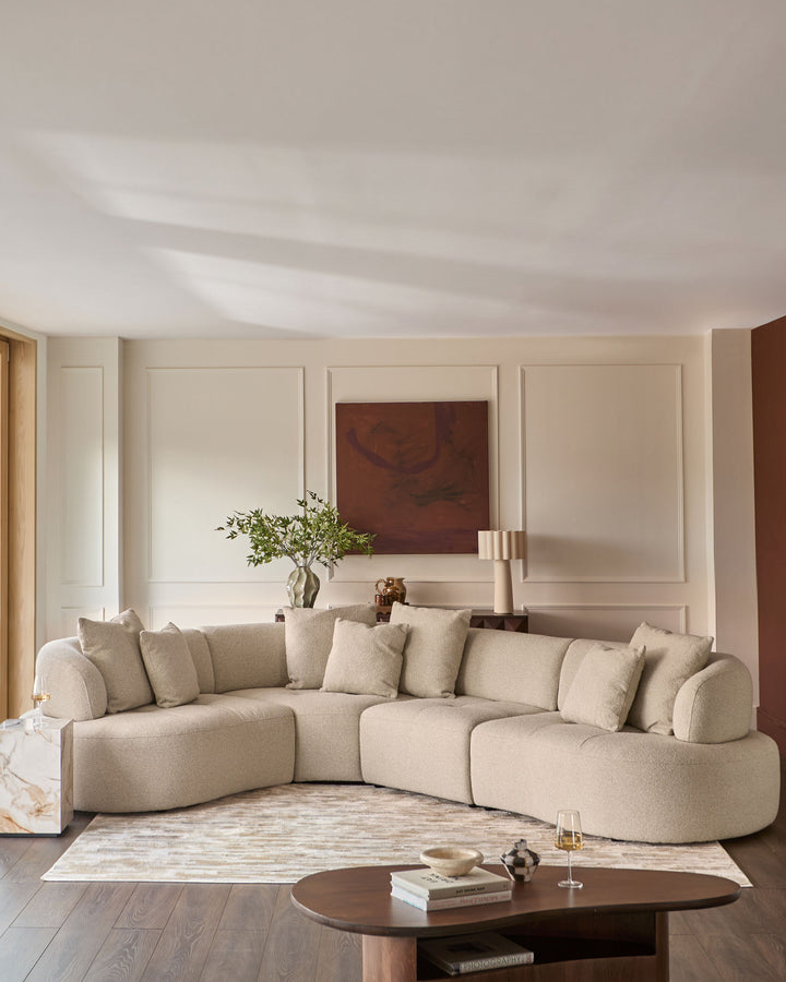 Rinna natural fabric large corner sofa