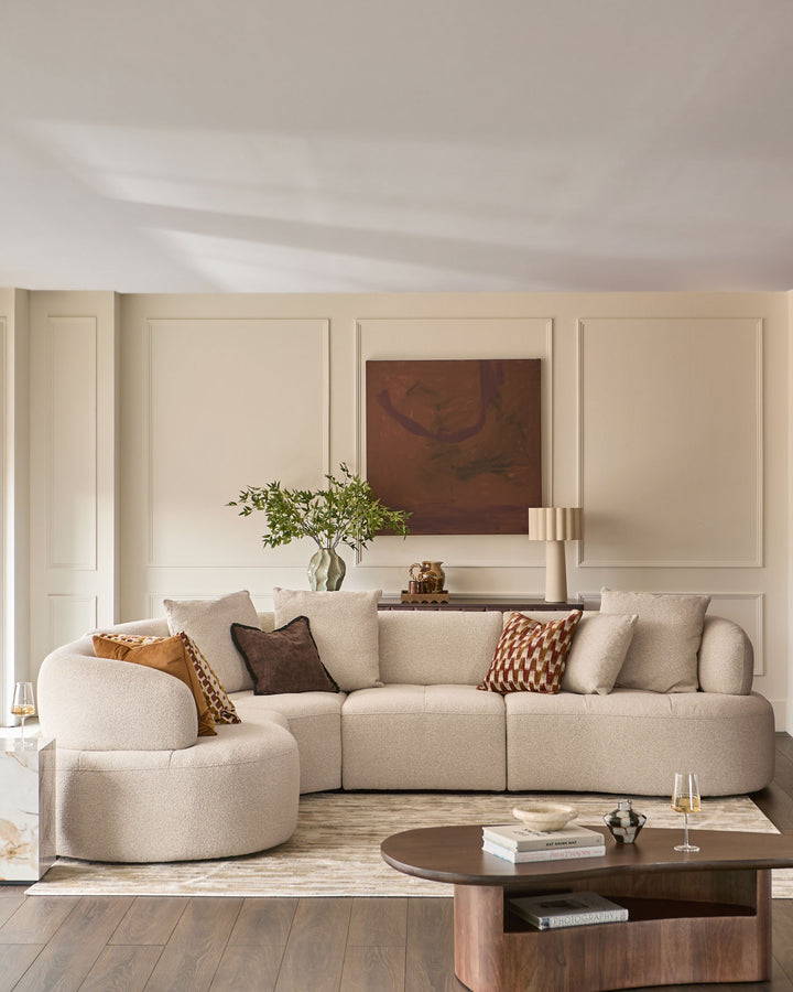 Rinna natural fabric large corner sofa
