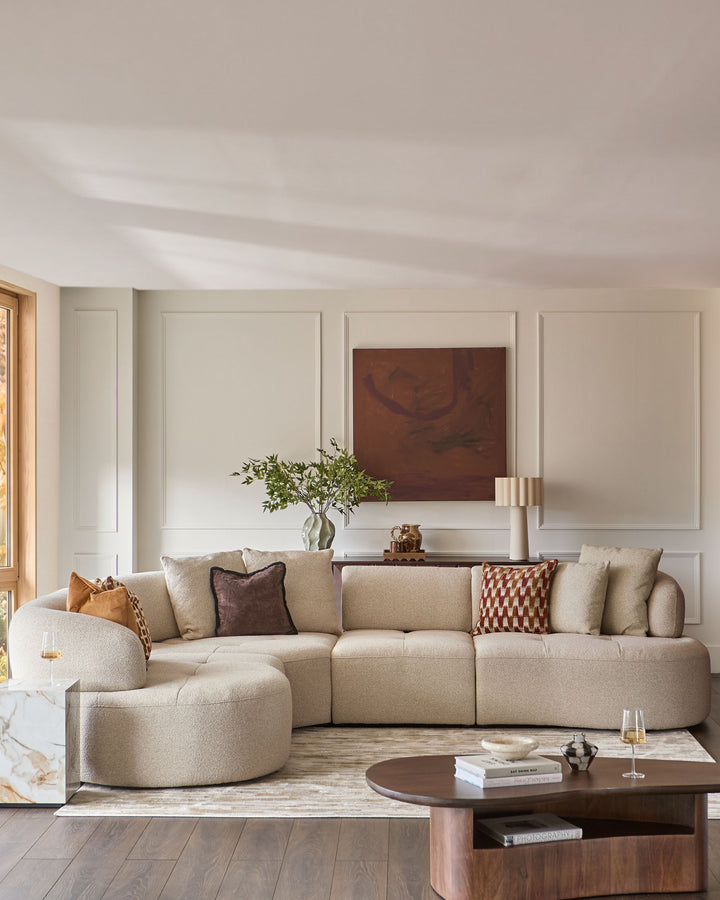 Rinna natural fabric large corner sofa
