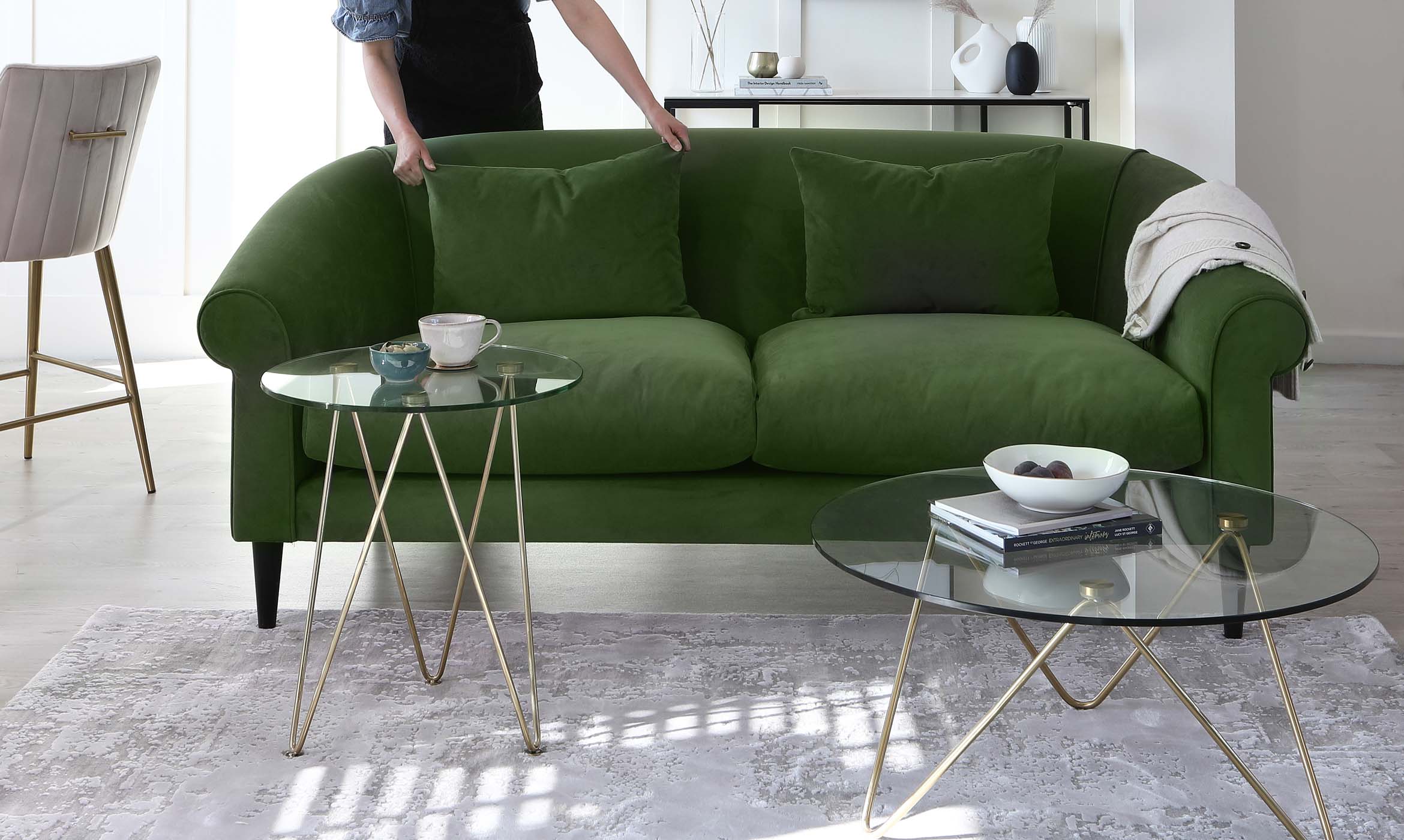 Ripple Glass Side Table With Brass Legs