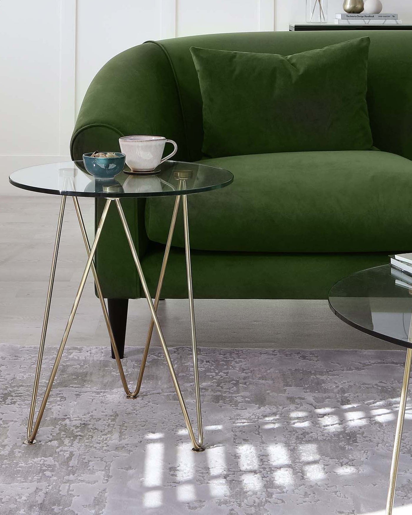 Ripple Glass Side Table With Brass Legs