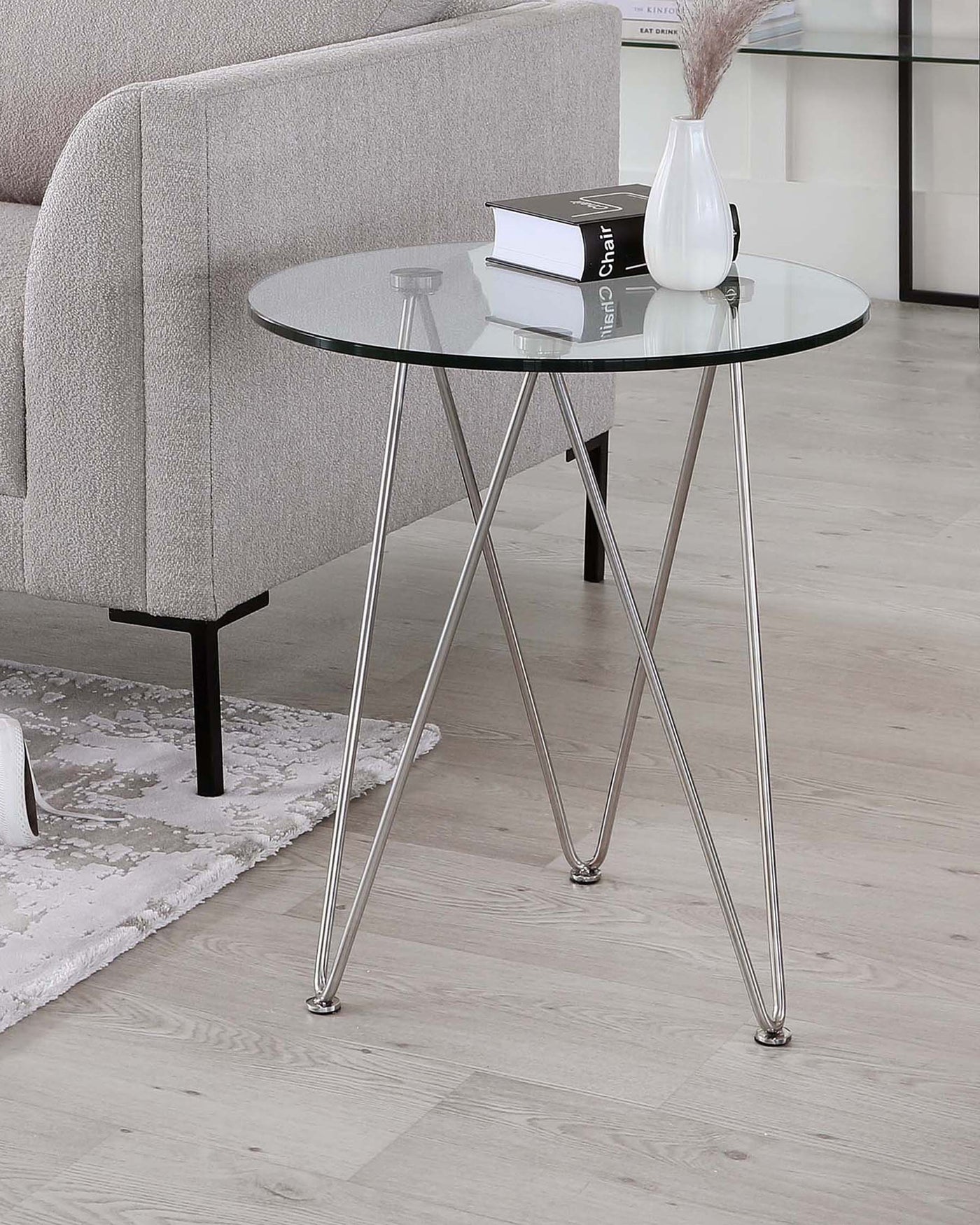 Ripple Glass Side Table With Stainless Steel Legs