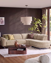 Rosa champagne green chenille right hand corner chaise sofa