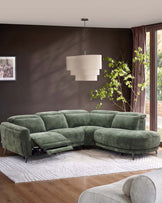 Rosa dark green chenille right hand corner chaise sofa