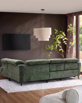 Rosa dark green chenille right hand corner chaise sofa