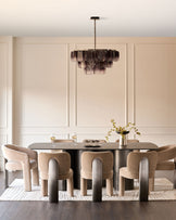 Rosalie champagne chenille dining chair