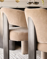 Rosalie champagne chenille dining chair