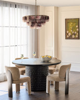 Rosalie champagne chenille dining chair