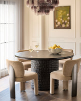 Rosalie champagne chenille dining chair