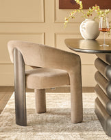 Rosalie champagne chenille dining armchair