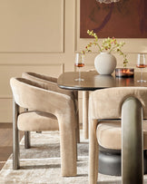 Rosalie champagne chenille dining armchair