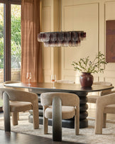 Rosalie champagne chenille dining armchair