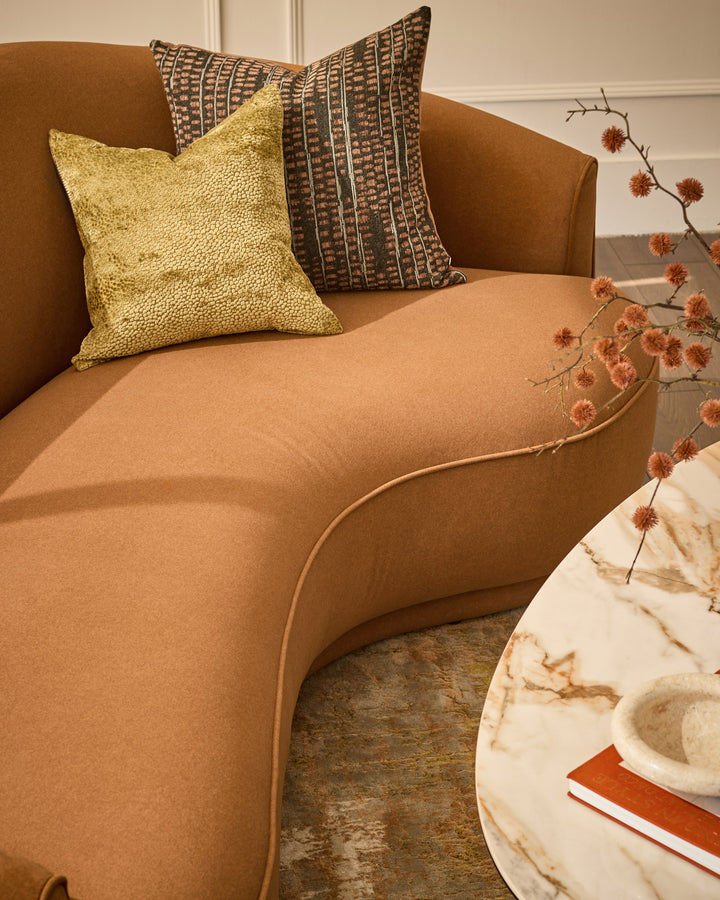 Rosetta caramel fabric 3 seater sofa