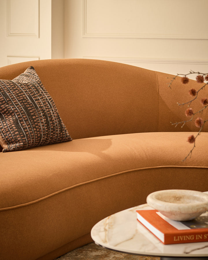 Rosetta caramel fabric 3 seater sofa