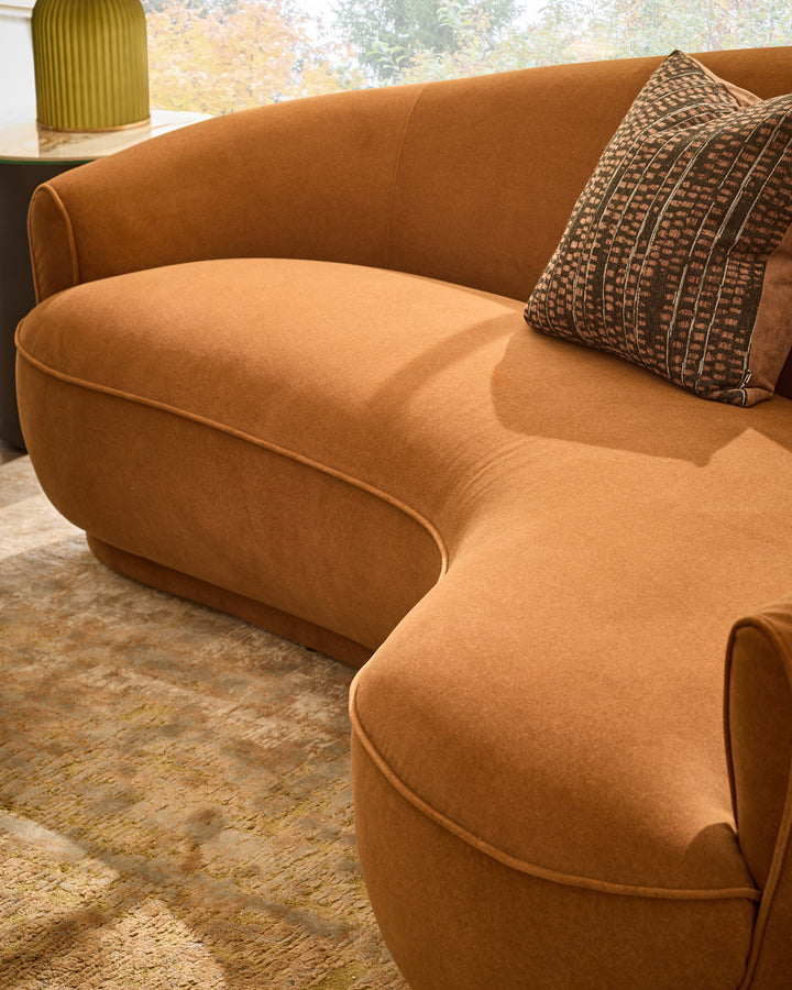 Rosetta caramel fabric 3 seater sofa