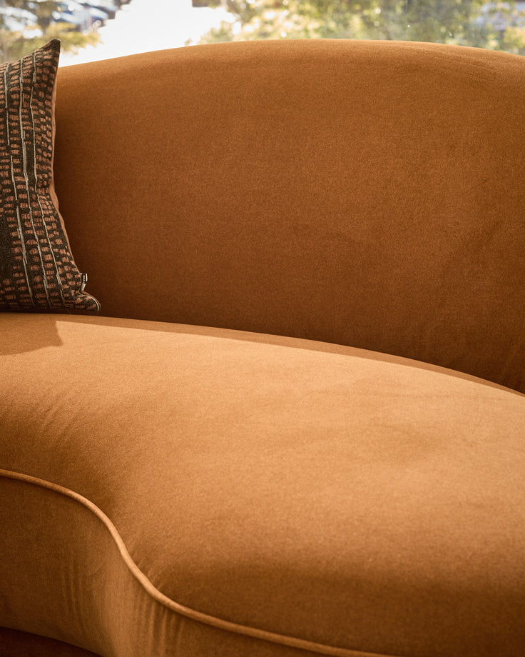 Rosetta caramel fabric 3 seater sofa