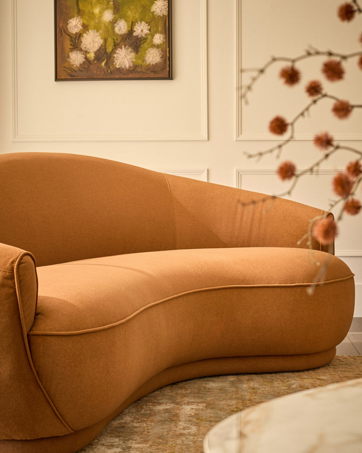 Rosetta caramel fabric 3 seater sofa