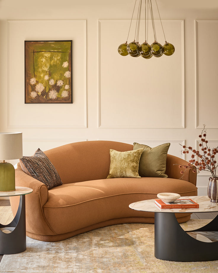 Rosetta caramel fabric 3 seater sofa