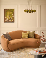 Rosetta caramel fabric 3 seater sofa