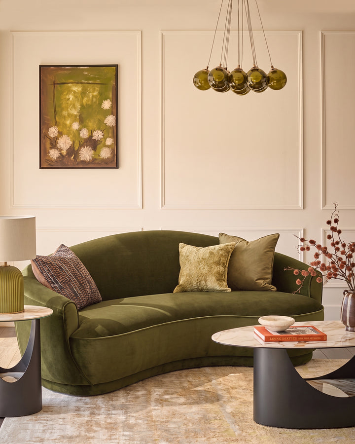 Rosetta pistachio green fabric 3 seater sofa