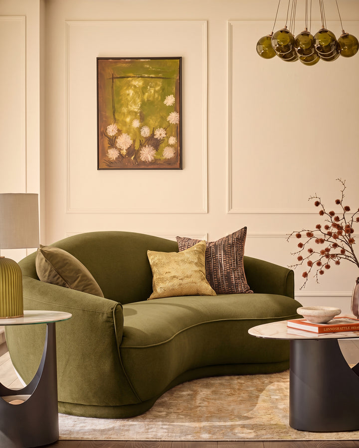 Rosetta pistachio green fabric 3 seater sofa