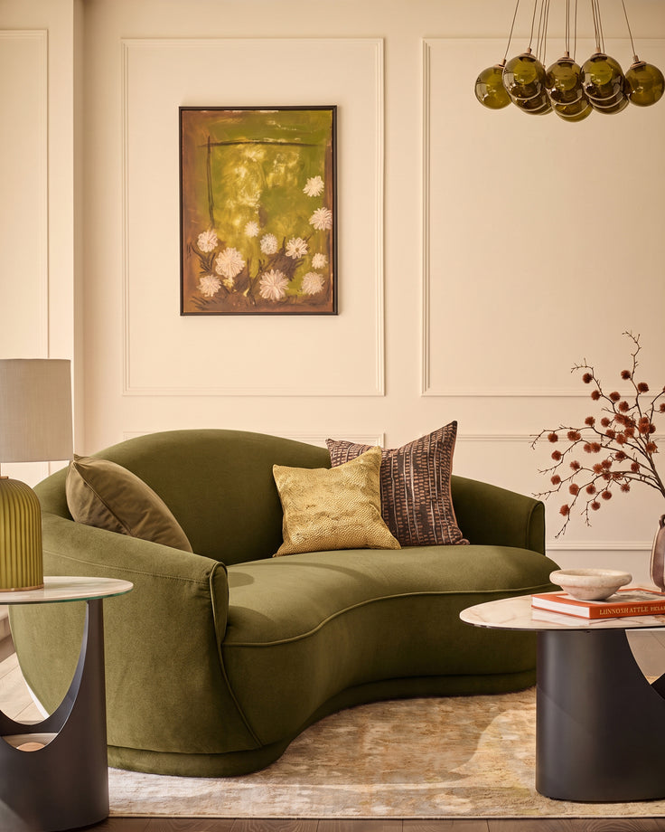 Rosetta pistachio green fabric 3 seater sofa