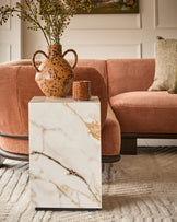 Russo natural gloss ceramic side table