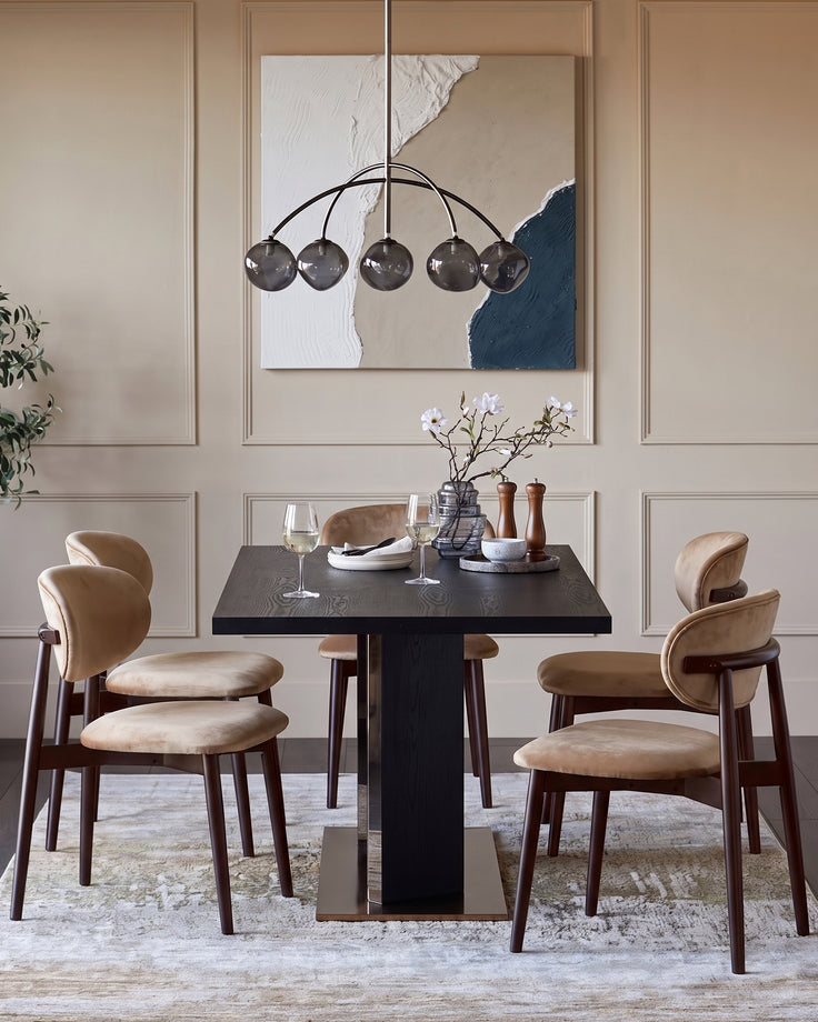 Ryann champagne velvet dining chair - set of 2