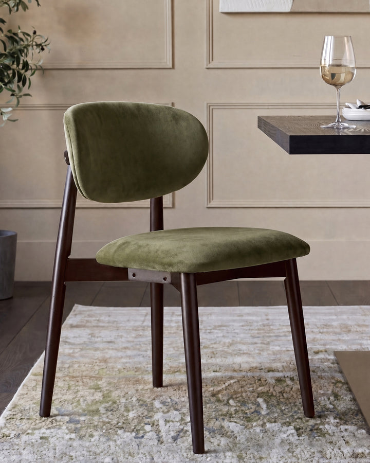 Ryann olive green velvet dining chair - set of 2