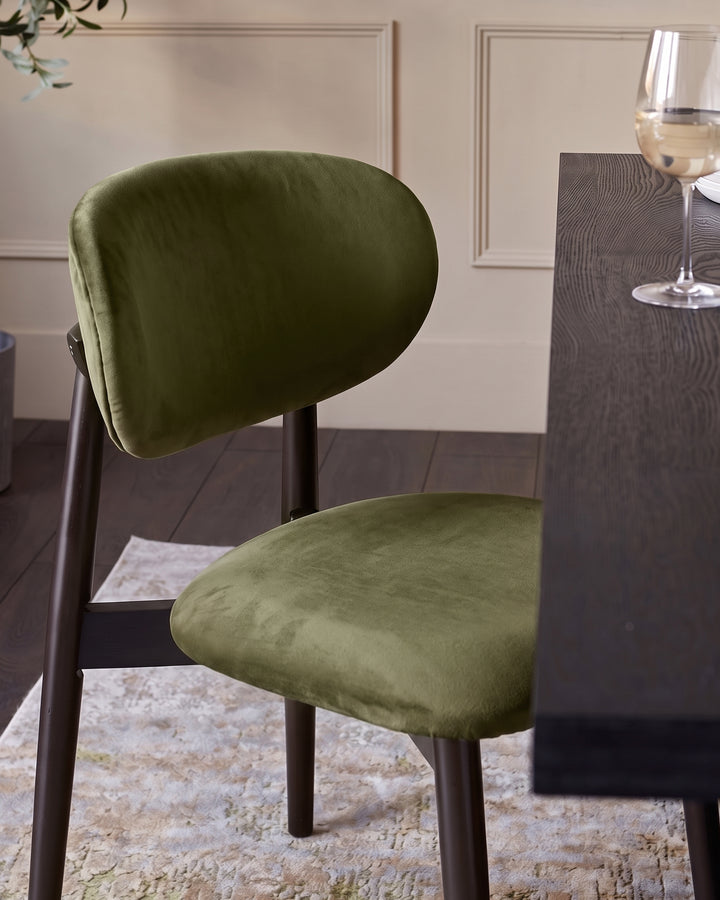 Ryann olive green velvet dining chair - set of 2