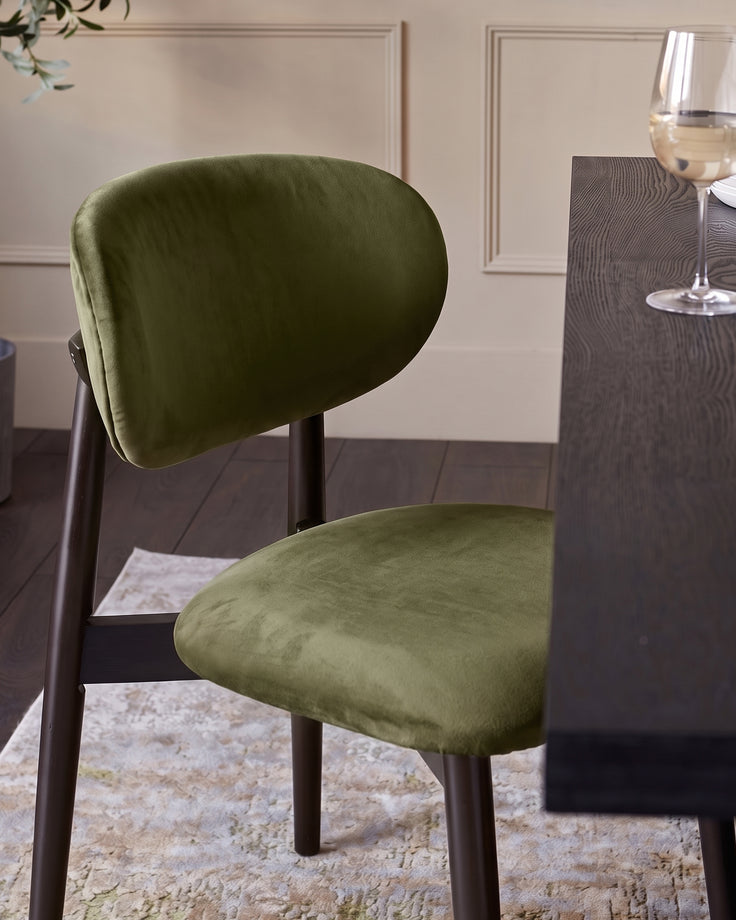 Ryann olive green velvet dining chair - set of 2
