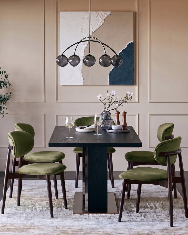 Ryann olive green velvet dining chair - set of 2