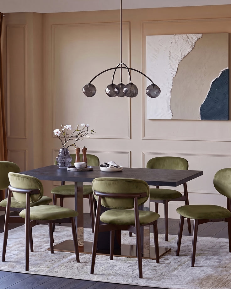 Ryann olive green velvet dining chair - set of 2