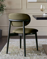 Ryann olive green leather dining chair